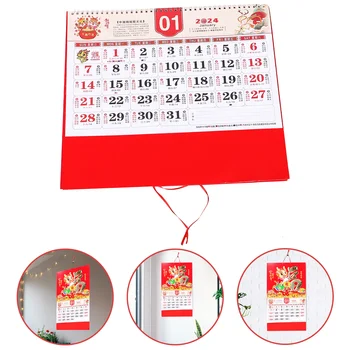 Календарь в китайском стиле на 2024 Год, Настенный Свиток, Ежемесячные Традиционные Календари, Бумажный Домашний