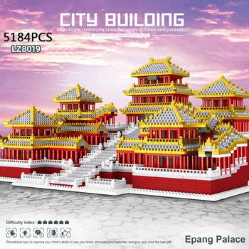 Китайская Знаменитая Историческая Культурная Архитектура Микро-Алмазный блок Snow View Epang Palace Восстанавливает Нанобриковую Строительную Кирпичную Игрушку