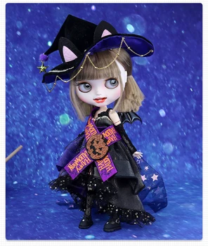 Костюм куклы Блайз размер 1/6 OB24, Новый костюм на Хэллоуин, Волшебная шляпа + Платье на Хэллоуин + Галстук + Носки, милый костюм демона 30 см