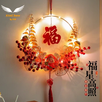 Красный Фарфоровый Подвесной Китайский фонарь на Удачу Новогодний Кулон Домашний Декор Украшения на Удачу Дверной Китайский Фестиваль Благословения Узлов