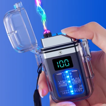 Креативная Металлическая Двухдуговая USB-зажигалка на открытом воздухе, Ветрозащитная Беспламенная Электронная Импульсная Зажигалка для мужчин, Подарок Курильщику