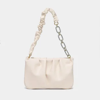 Летняя женская сумка, модная сумка через плечо, универсальная облачная сумка, однотонная плиссированная сумка, женская сумка подмышками