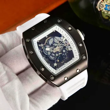 Лучший люксовый бренд Richard 3-иглы с выдолбленным проницаемым рисунком цветного циферблата роскошные водонепроницаемые мужские автоматические кварцевые часы