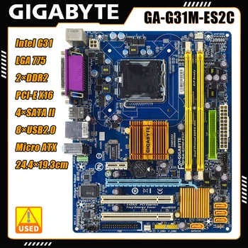 Материнская плата Gigabyte GA-G31M-ES2C Micro ATX, чипсет Intel G31, DDR2 DIMM, поддерживает интерфейсный процессор Intel Socket 775
