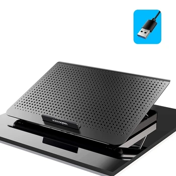 Металлический кулер для игрового ноутбука Бесшумный вентилятор для охлаждающих подставок для ноутбука 12-17 дюймов, два USB-порта, портативная регулируемая подставка для ноутбука