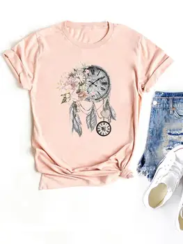 Милые винтажные футболки с милым принтом из перьев 90-х, одежда, женская футболка, короткий рукав, женская повседневная модная женская футболка с рисунком
