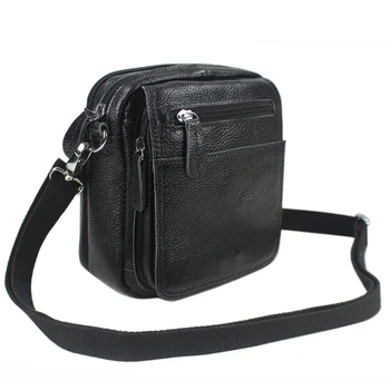 Модная мужская сумка через плечо из 100% натуральной кожи небольшой емкости, мужская повседневная сумка через плечо, черная M151