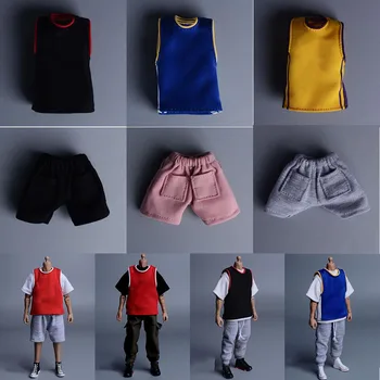 Модная форма из баскетбольного джерси в масштабе 1/6, тренировочная одежда, жилет и однотонные шорты, спортивный костюм для 6-дюймовой мужской фигурки солдата