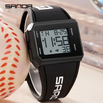 Модные Водонепроницаемые мужские часы SANDA, Лидирующий бренд, Многофункциональные Светящиеся цифровые наручные часы, Спортивные Студенческие часы 9003