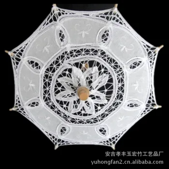 Модные горячие продажи Белых Свадебных зонтиков для новобрачных, бамбуковых свадебных зонтиков, кружевных зонтиков, маленьких винтажных хлопковых белых кружевных зонтиков