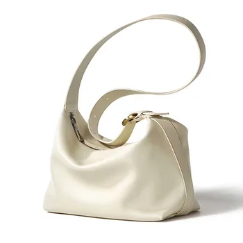Модный Минимализм, Женская сумка-мешочек из мягкой натуральной кожи, Однотонная Стильная женская сумка на плечо, Летняя сумка-тоут 2023