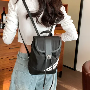 Модный повседневный рюкзак для путешествий, черные текстурированные Оксфордские рюкзаки, простая универсальная сумка на плечо Softback для поездок на работу