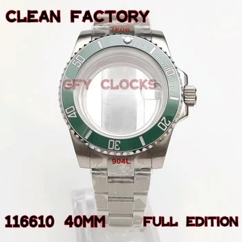Мужские автоматические механические часы Sub 116610 Green Ceramic Clean Factory 904L 1: 1 Лучшее издание на браслете SS SA3135