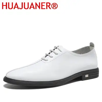 Мужские белые модельные туфли, Элегантные мужские Оксфорды, деловые свадебные официальные туфли для мужчин, брендовая нескользящая повседневная обувь высшего качества