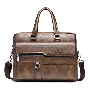 Мужской портфель, сумка через плечо из высококачественной искусственной кожи, мужская 14-дюймовая сумка для ноутбука, Роскошный дизайн, мужская сумка через плечо