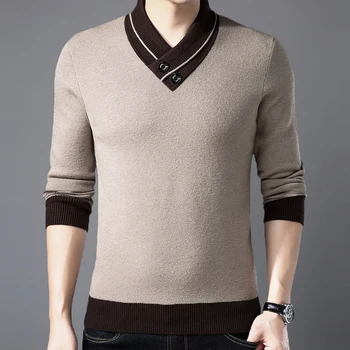 мужской свитер с V-образным вырезом и длинным рукавом 2023, новая весенне-осенняя модная мужская одежда, вязаные свитера 9875