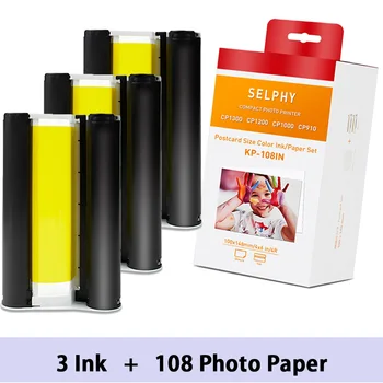 Набор фотобумаги с чернильной кассетой, Совместимый для фотопринтера Canon Selphy CP900 CP910 CP1200 CP1300 CP1500 KP-36IN KP-108IN