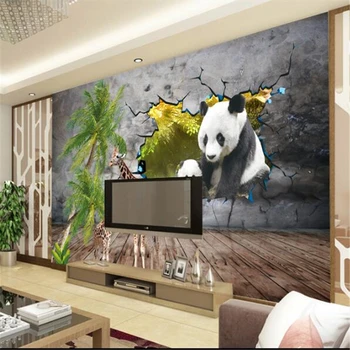 настенная роспись на заказ обои из папье-маше 3d европейская ручная роспись иллюстрация панда papel pintado paed