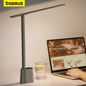 Настольная лампа Baseus LED для защиты глаз, Офисный светильник с регулируемой яркостью, Складная настольная лампа с адаптивной яркостью, Прикроватная лампа для чтения