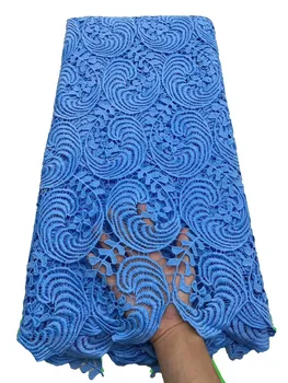 Небесно-Голубой Африканский Шнур, Кружевная Ткань Из Молочного Шелка 2021, Высококачественная Кружевная Ткань В Нигерийском Стиле, Гипюровая Кружевная Ткань Для Свадебной Вечеринки, Швейная Ткань HFM4918