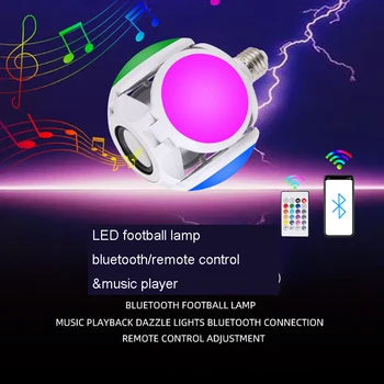 Новая 40 Вт Умная Лампочка Bluetooth E27 LED Music Football Bulb с Дистанционным Управлением, Красочная Лампочка со Стереодинамиком