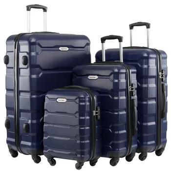 Новые 4 шт. багажные наборы, чемодан на колесиках, женский спиннер, багаж на колесиках, ABS, дорожный чемодан, набор, жесткая тележка, сумка для багажа