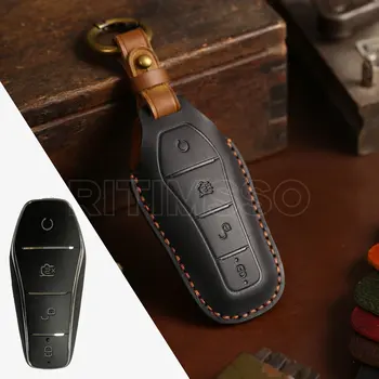 Новый Чехол Для автомобильных ключей Из натуральной кожи BYD Atto 3 Han EV Dolphin с 4 Кнопками Дистанционного Управления, Защитный Чехол, Автоаксессуары