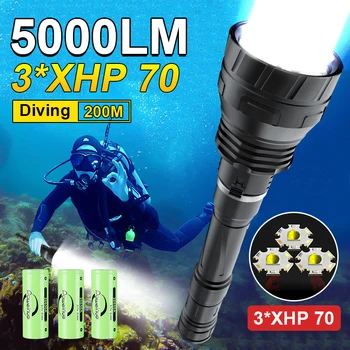 Обновление 5000LM Светодиодный подводный фонарь высокой мощности, самый яркий фонарик для дайвинга, 200 м, профессиональный охотничий фонарь для Подводного плавания