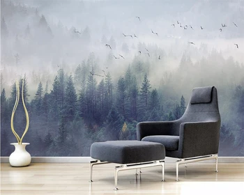 Обои на заказ в скандинавском стиле, ландшафтный дизайн свежего леса, ТВ-фон, настенная роспись, гостиная, спальня, фото, самоклеящиеся обои
