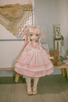 Одежда для куклы BJD подходит для 1/3, 1/4 MDD 1/6 размера Сладкий Ветер Кролик платье горничной комплект аксессуаров для куклы