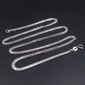 Ожерелье из цельного серебра 925 пробы, цепочка из звеньев пшеницы 1,6 мм 19,7 дюйма для женщин