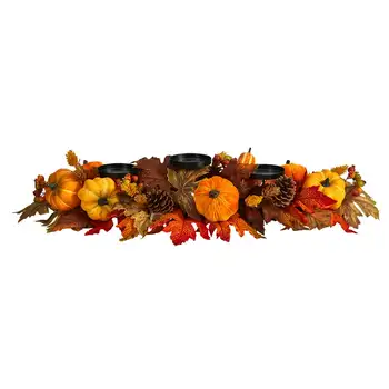Осенний клен, тыква и ягоды, Канделябр для сбора урожая, искусственный цветок