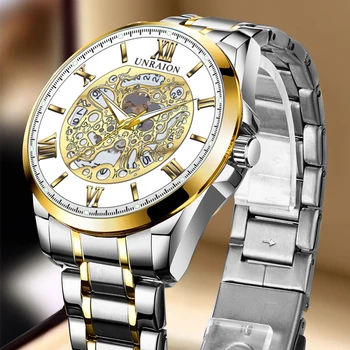 [Официальные подлинные] полноавтоматические часы Мужские полые кварцевые часы Календарь водонепроницаемые светящиеся мужские деловые