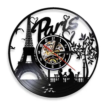 Парижская башня, Парижские часы, Французские Виниловые Настенные часы, Французский Парижский Горизонт, Настенный декор ручной работы, Дорожный Подарок