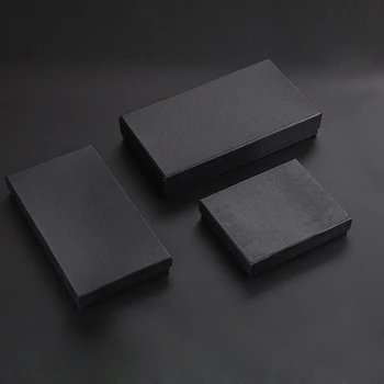 Подарочная коробка с бумажным кошельком с выгравированным логотипом Черного цвета, Подарочная коробка для ювелирных изделий трех моделей, Верхняя и нижняя крышки, Высококачественная коробка для кошелька