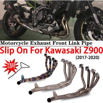 Полная система отвода выхлопных газов мотоцикла, модифицированная передняя труба среднего звена без глушителя, без застежки для Kawasaki Z900 из титанового сплава