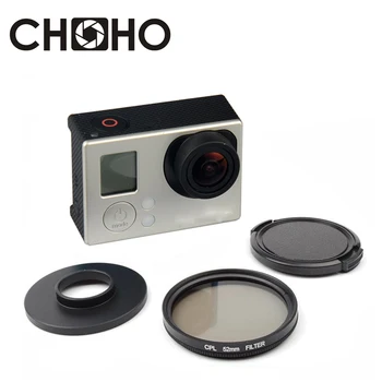 Поляризационный фильтр CPL Circular Lens Filtro 52 мм + Алюминиевое Переходное кольцо + Крышка объектива для Gopro HD Hero 3 / 3+/4 Аксессуары
