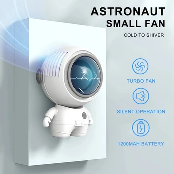 Портативный вентилятор, ручной астронавт, тихий, маленький, перезаряжаемый USB 2000 мАч, мини-вентилятор для шеи, для офиса в студенческом общежитии, ручной вентилятор