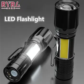 Портативный перезаряжаемый светодиодный фонарик с зумом, мини-USB, мощный фонарик для кемпинга, сильный фонарик, водонепроницаемый фонарик