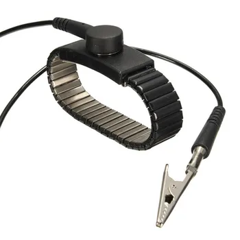Проводной антистатический металлический браслет Антистатический ESD Регулируемый Ремешок на запястье Разгрузочный ремень Заземляющий браслет Защита личной безопасности