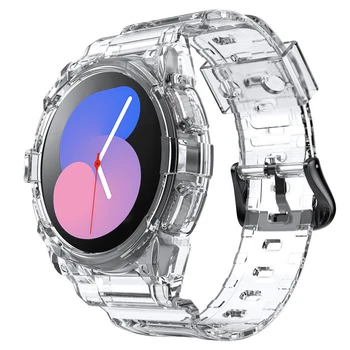 Прозрачный ремешок + Чехол для Samsung Galaxy Watch 5 4 40 мм 44 мм Аксессуары Прозрачный чехол + спортивный браслет Galaxy Watch 4 ремешок браслет