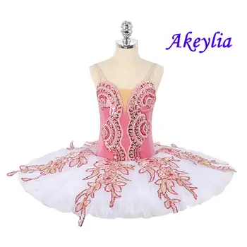 Розово-белое балетное платье-пачка на заказ для сцены, одежда для танцев, блинное платье-пачка для девочек, платье-пачка для взрослых, небесно-голубой бархат, 7 слоев 20057