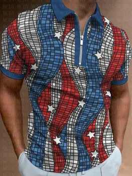 Рубашка поло с бабочкой и Американским Флагом, Рубашка Поло с 3D принтом, Летние мужские топы