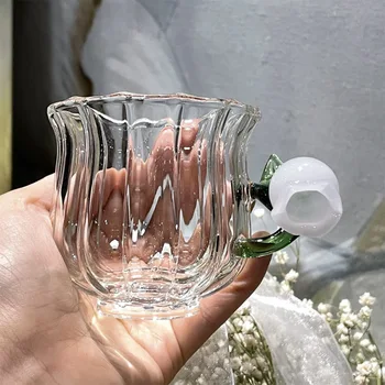 Ручная трехмерная цветочная чашка Linglan для воды, удобный стеклянный бокал