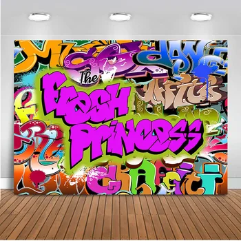 Свежий фон принцессы для фотосъемки, хип-хоп Фон для граффити на стене, фотобудка, Студийные портретные фоны, вечеринка 80-90-х годов