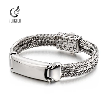 Сетчатый браслет-цепочка Fongten, шарм из нержавеющей Стали, минималистичные браслеты Viking, мужские модные Украшения