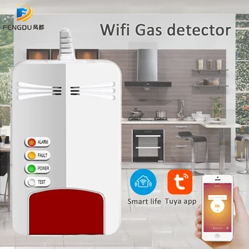 Сигнализация датчика газа Wifi, Естественная утечка CH4, детектор горючих газов, Система Безопасности Smart Life Home Kitchen App control Датчик Tuya