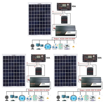 Система питания на солнечной батарее 18 В 20 Вт + цифровой контроллер 12 В/24 В + комплект инвертора 1000 Вт для дома на открытом воздухе, энергосберегающий