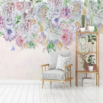 Скандинавские обои ручной росписи акварелью с изображением Лося в цветочек для гостиной, стен спальни, 3D обои, Домашний декор, Цветочные настенные росписи