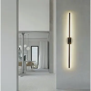 Современный роскошный Линейный железный светодиодный настенный светильник с золотой полосой для прикроватной тумбочки в коридоре, Украшение зеркала в ванной комнате, Входное приспособление